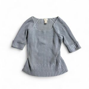 J. Jill Charcoal Ribbed Knit Sweater light blue